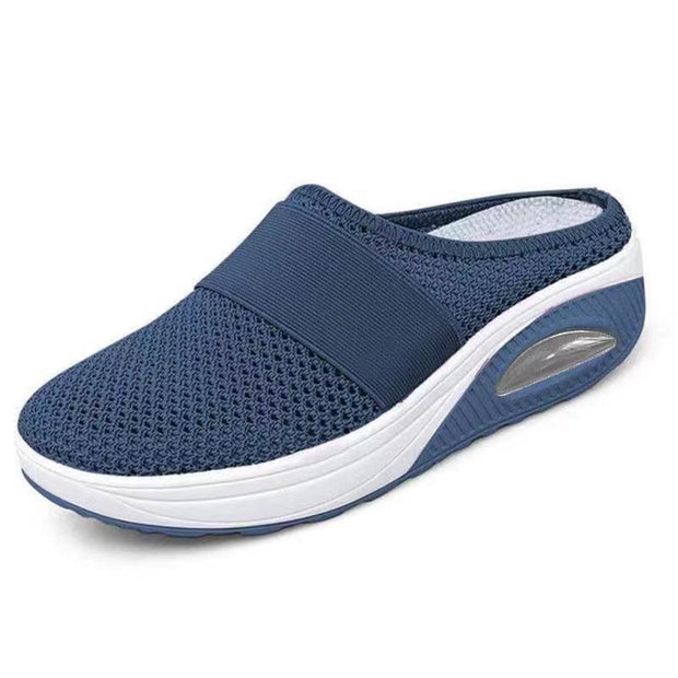 Women's Air-Cushioned Orthopedic Comfort Shoes – Black, Lightweight and Breathable, Size 8