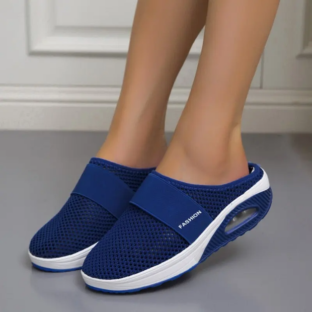 Women's Air-Cushioned Orthopedic Comfort Shoes – Black, Lightweight and Breathable, Size 8