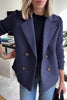 Women's Black Blazer Size M Polyester Blend with Knit Sleeves 8
