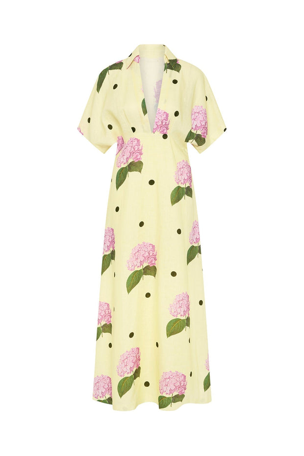 Women's Black Maxi Dress with Portofino Polka Dot Print - Elegant A-Line Formal Dress for Summer Events, Size M