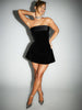 Women's Black Mini Dress with Fold-Over Design – Stretch Fabric, Size S