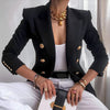 Women's Black Polyester Blazer - Elegant and Versatile Size M