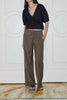 Women's Black Polyester Folded Stripe Pants - Relaxed Fit with Adjustable Tie