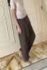 Women's Black Polyester Folded Stripe Pants - Relaxed Fit with Adjustable Tie