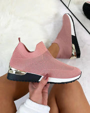 Women's Black Slip-On Sneakers with Orthopedic Support – Comfortable Textile Footwear