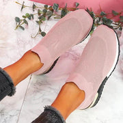 Women's Black Slip-On Sneakers with Orthopedic Support – Comfortable Textile Footwear