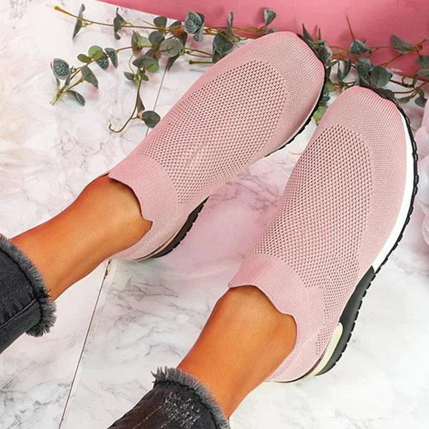 Women's Black Slip-On Sneakers with Orthopedic Support – Comfortable Textile Footwear