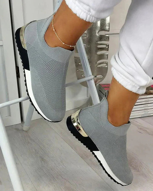 Women's Black Slip-On Sneakers with Orthopedic Support – Comfortable Textile Footwear
