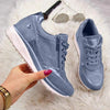 Women's Black Sneakers, Comfortable Leather and Mesh Design, Lace-Up Closure, Slip-Resistant Sole, Sizes 6-10