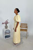 Women's Butter Yellow Maxi Dress with Puffed Sleeves – Size M, Breathable Fabric