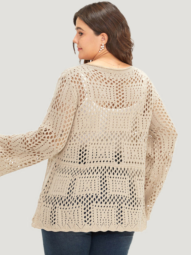Women's Cardigan Beige Size M Cotton Blend 5
