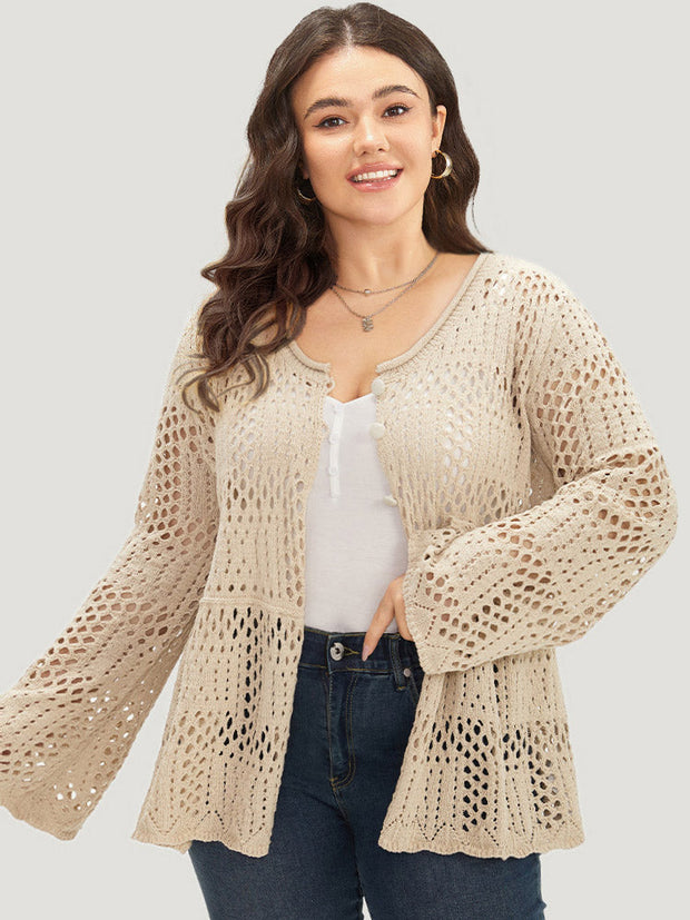 Women's Cardigan Beige Size M Cotton Blend 7