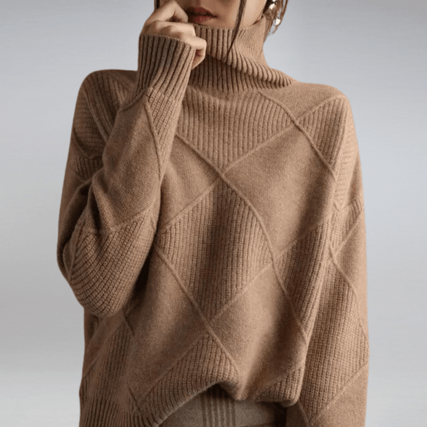Women's Cashmere Turtleneck Sweater Beige Size S-2XL 100% Cashmere 3