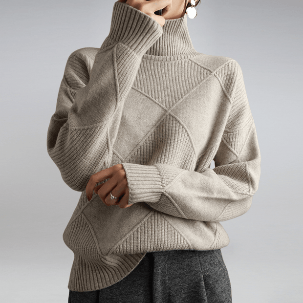 Women's Cashmere Turtleneck Sweater Beige Size S-2XL 100% Cashmere 4