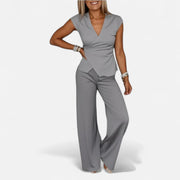 Women's Co-ord Set – Lightweight Two Piece Set with Relaxed Fit Top and Tailored Trousers for Summer Style