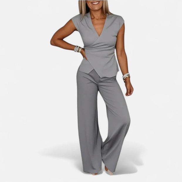 Women's Co-ord Set – Lightweight Two Piece Set with Relaxed Fit Top and Tailored Trousers for Summer Style