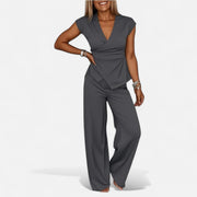 Women's Co-ord Set – Lightweight Two Piece Set with Relaxed Fit Top and Tailored Trousers for Summer Style