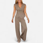 Women's Co-ord Set – Lightweight Two Piece Set with Relaxed Fit Top and Tailored Trousers for Summer Style