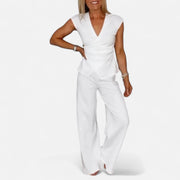 Women's Co-ord Set – Lightweight Two Piece Set with Relaxed Fit Top and Tailored Trousers for Summer Style