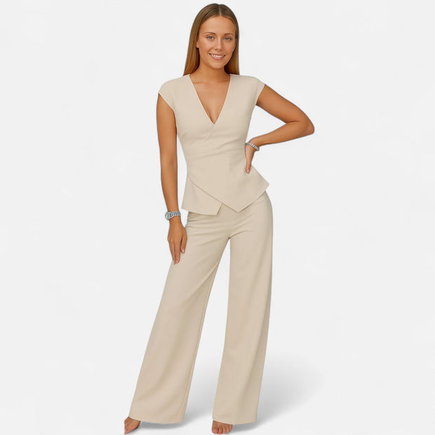 Women's Co-ord Set – Lightweight Two Piece Set with Relaxed Fit Top and Tailored Trousers for Summer Style