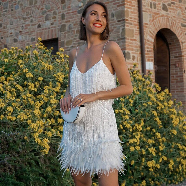 Women's Cocktail Dress Black Size S Feather Accents 0