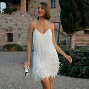 Women's Cocktail Dress Black Size S Feather Accents 1