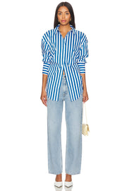 Women's Cotton Blend Button-Up Shirt with Cut-Out Back , White