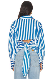 Women's Cotton Blend Button-Up Shirt with Cut-Out Back , White