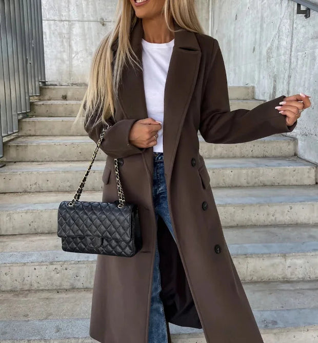 Women's Double-Breasted Wool Coat - Elegant Winter Coat for Warmth and Style 0