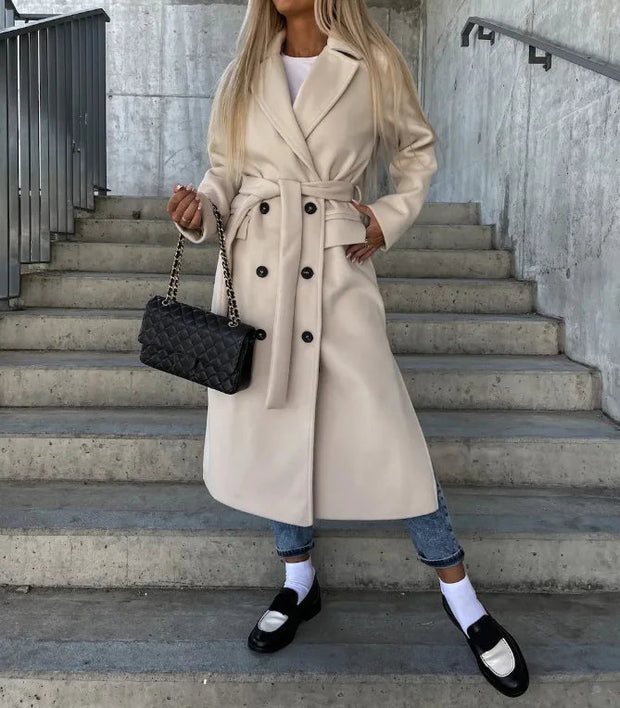 Women's Double-Breasted Wool Coat - Elegant Winter Coat for Warmth and Style 1