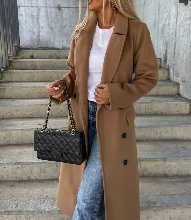 Women's Double-Breasted Wool Coat - Elegant Winter Coat for Warmth and Style 4