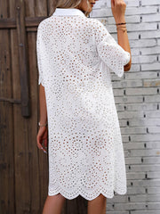 Women's Embroidery Drop Shoulder Dress - High-Quality Handmade Summer Dress in Polyester for Effortless Style-Cramta
