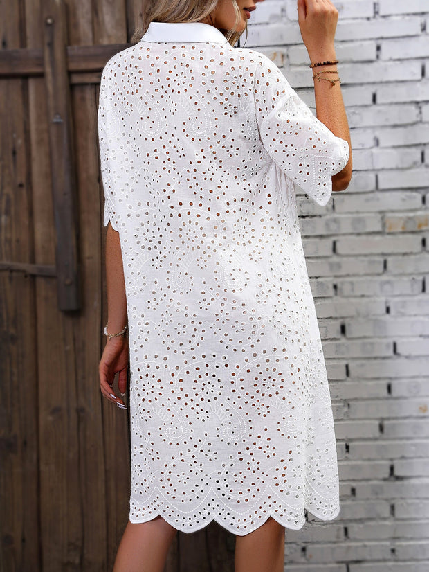 Women's Embroidery Drop Shoulder Dress - High-Quality Handmade Summer Dress in Polyester for Effortless Style-Cramta