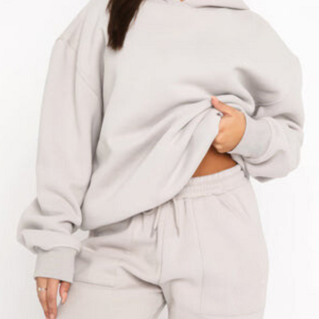 Women's Grey Tracksuit Set - Comfortable Cotton Blend Hoodie and Joggers in Size M