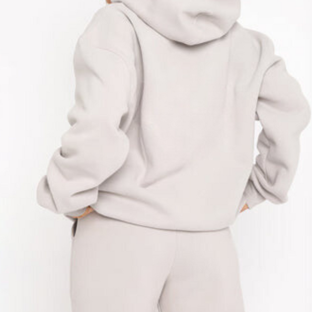 Women's Grey Tracksuit Set - Comfortable Cotton Blend Hoodie and Joggers in Size M