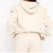 Women's Grey Tracksuit Set - Comfortable Cotton Blend Hoodie and Joggers in Size M