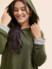 Women's Hooded T-Shirt Striped Size M Cotton 3
