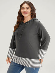 Women's Hooded T-Shirt Striped Size M Cotton 6