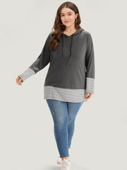 Women's Hooded T-Shirt Striped Size M Cotton 7