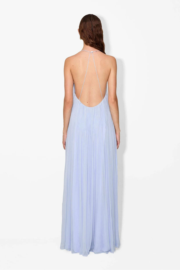 Women's Hydrangea Maxi Dress with Pintuck Detailing – Elegant Viscose Floor-Length Dress