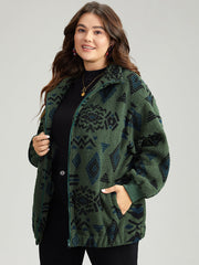 Women's Jacket Black Size M Polyester Geometric Pocket Design 1