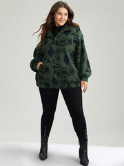 Women's Jacket Black Size M Polyester Geometric Pocket Design 2