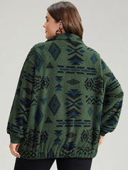 Women's Jacket Black Size M Polyester Geometric Pocket Design 3