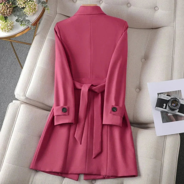 Women's Khaki Blazer Coat - Tailored Fit for Cooler Months, Comfortable Fabric, Stylish Design