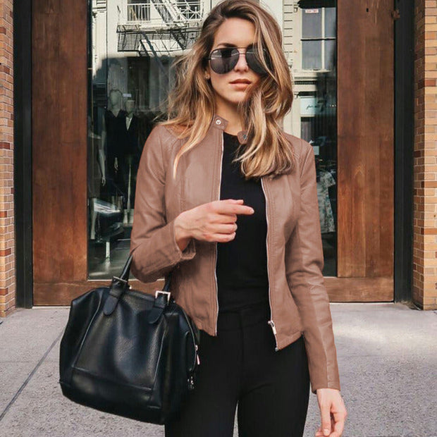 Women's Leather Jacket Black Size M Genuine Leather 7