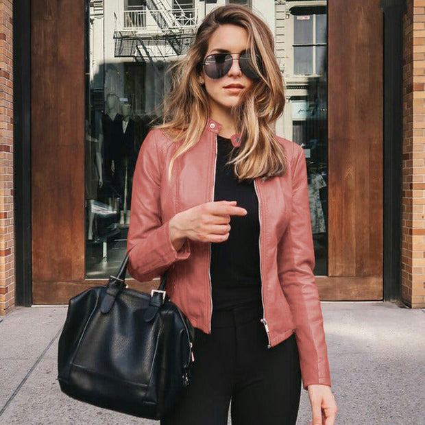 Women's Leather Jacket Black Size M Genuine Leather 8