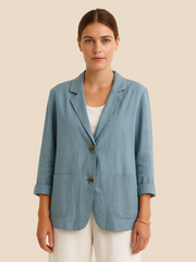 Women's Linen Casual Blazer - Lightweight Relaxed Fit for Versatile Everyday Style