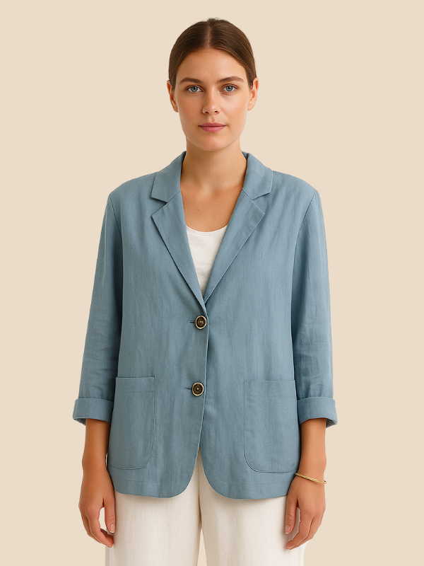 Women's Linen Casual Blazer - Lightweight Relaxed Fit for Versatile Everyday Style