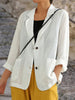 Women's Linen Casual Blazer - Lightweight Relaxed Fit for Versatile Everyday Style