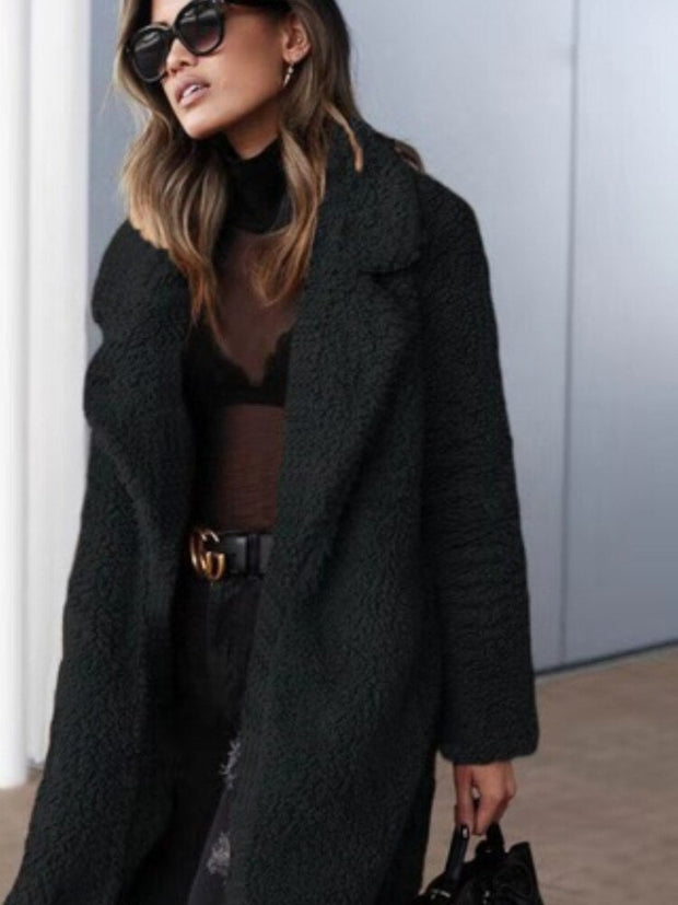 Women's Long Teddy Coat in Plush Fleece - Warm Winter Coat for Women, Flattering Silhouette, Ideal for Casual Outings and Layering 2